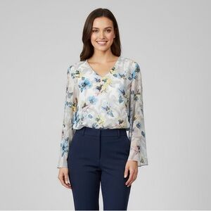 Bar III Floral V-Neck Blouse
